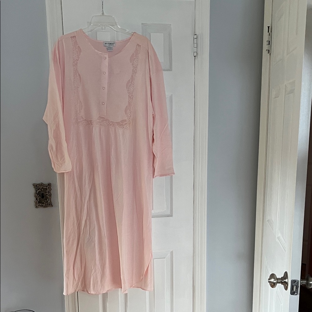 Elegant Pink Lace Detail Nightgown